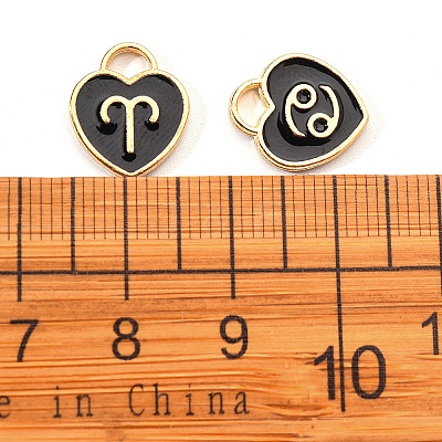 Light Gold Plated Alloy Enamel Pendants ENAM-R055-05B-1