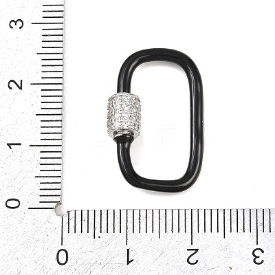 Oval Brass Micro Pave Clear Cubic Zirconia Screw Carabiner Clasps KK-B167-01B-P-1