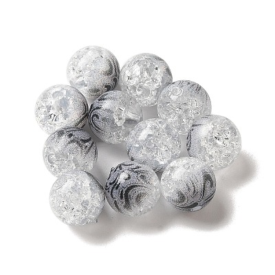 Duotone Spray Painted Crackle Acrylic Beads OACR-G029-02C-1