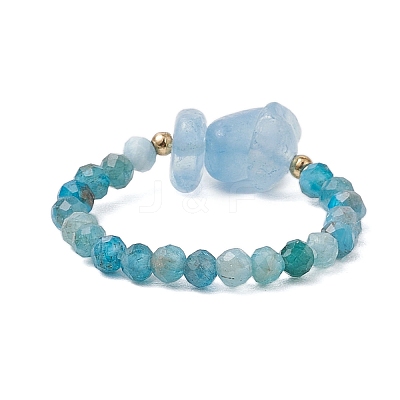 Natural Aquamarine Beaded Rings RJEW-TA00191-05-1