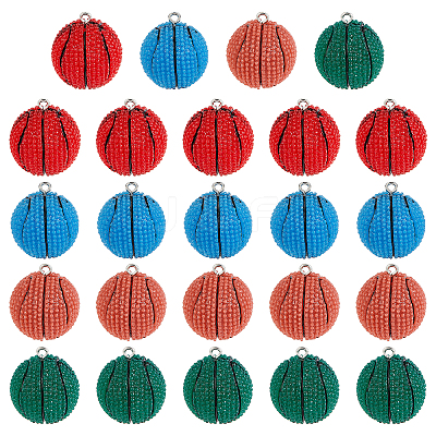 24Pcs 4 Colors Opaque Resin Pendants RESI-GA0001-13-1