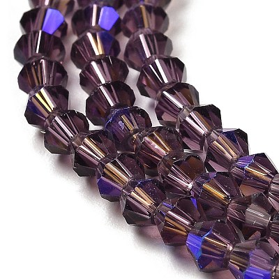 Transparent Electroplate Glass Beads Strands EGLA-A039-T4mm-L04-1