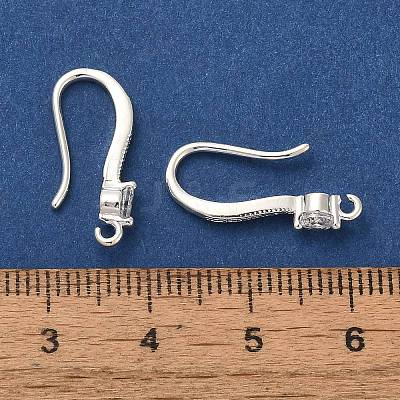Rack Plating Brass Micro Pave Clear Cubic Zirconia Earring Hooks KK-A231-05S-1