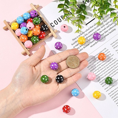 80Pcs 8 Colors Dyed Natural Wooden Beads WOOD-YW0001-90-1