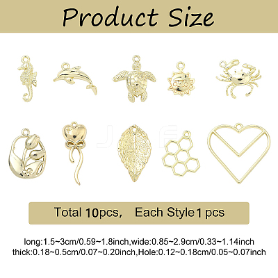 10Pcs 10 Styles Rack Plating Alloy Pendants FIND-YW0010-47-1
