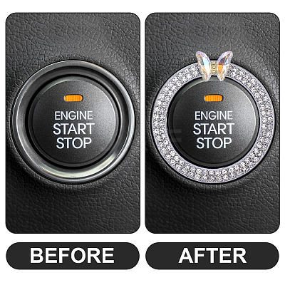 2Pcs Alloy Rhinestone Car Stickers STIC-CN0001-08-1
