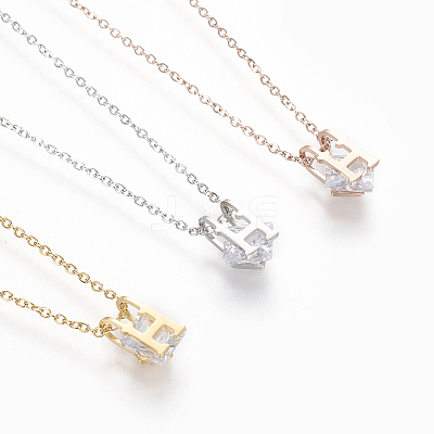 304 Stainless Steel Initial Pendant Necklaces NJEW-O118-34-1