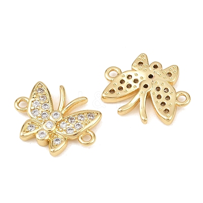 Brass Pave Cubic Zirconia Connector Charms KK-L251-15G-1