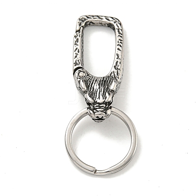 Tibetan Style 316 Surgical Stainless Steel Fittings with 304 Stainless Steel Key Ring FIND-Q101-09AS-01-1