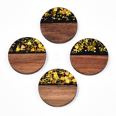 Opaque Resin & Walnut Wood Pendants RESI-N039-43-1
