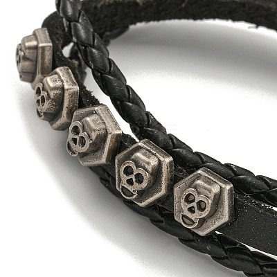 PU Imitation Leather Braided Cord Bracelets BJEW-G709-07B-AS-1