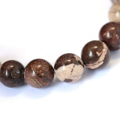 Natural Zebra Jasper Round Bead Strands X-G-E334-10mm-12-1