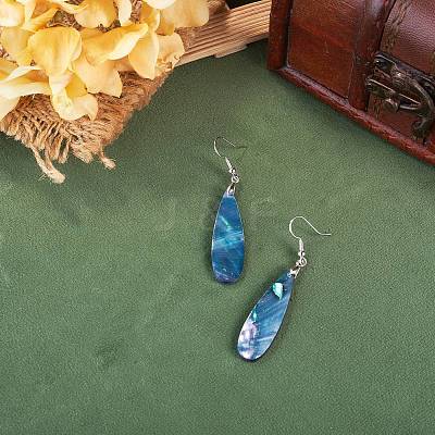 1 Pair Brass & Abalone Shell Dangle Earrings EJEW-TA0001-87-1