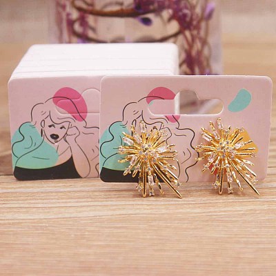 Rectangle Paper One Pair Earring Display Cards with Hanging Hole CDIS-C004-04C-1