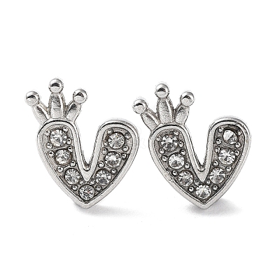 304 Stainless Steel with Rhinestone Stud Earrings EJEW-Q788-01P-1