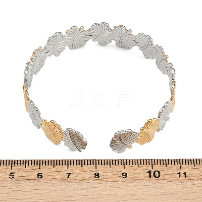 304 Stainless Steel Cuff Bangles for Women BJEW-G757-05GP-1