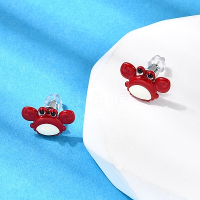 Brass Enamel Stud Earrings EJEW-A148-01A-1