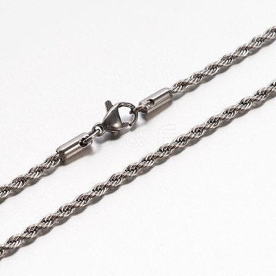 304 Stainless Steel Rope Chain Necklaces NJEW-E026-09-1