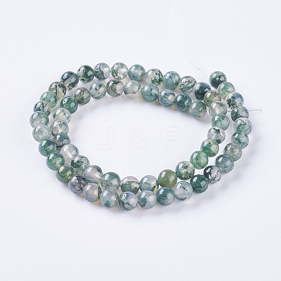 Natural Moss Agate Beads Strands G-L470-31-6mm-1