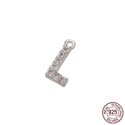 Real Platinum Plated Rhodium Plated 925 Sterling Silver Micro Pave Clear Cubic Zirconia Charms STER-P054-10P-L-1