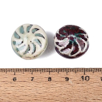 Windmill Spiral Pattern Vintage Handmade Porcelain Beads PORC-N013-19-08-1