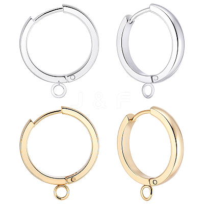 16Pcs 2 Colors 201 Stainless Steel Huggie Hoop Earrings Findings STAS-BBC0008-39E-1