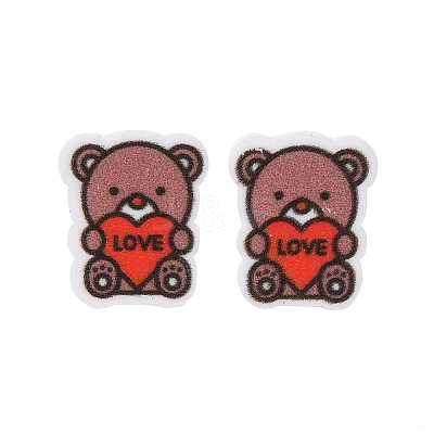 Wood Stud Earrings EJEW-M063-01G-1