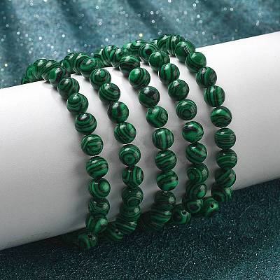 Synthetic Malachite Bead Stretch Bracelets X-BJEW-K212-B-031-1