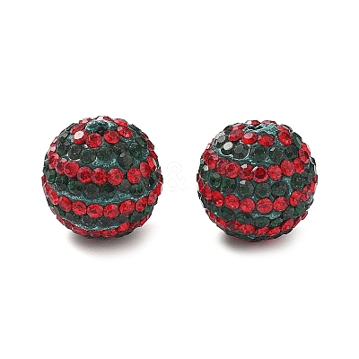 Stripe Pattern Polymer Clay Rhinestone Beads CLAY-NH0001-01-1