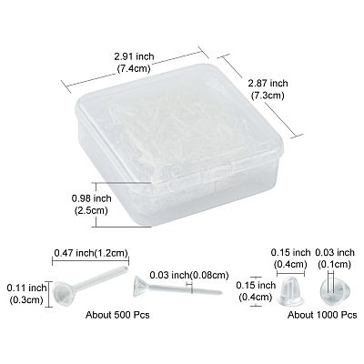 500Pcs Plastic Stud Earring Settings for Rhinestone KY-FS0001-06-1