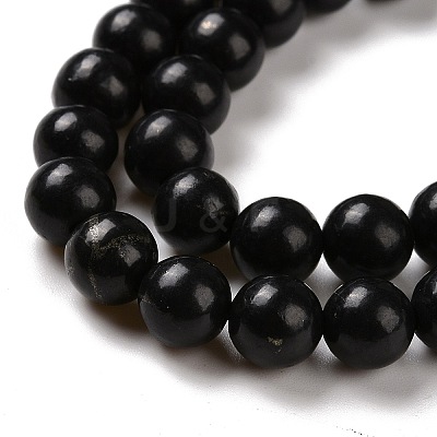 Natural Shungite Beads Strands G-D481-15A-1