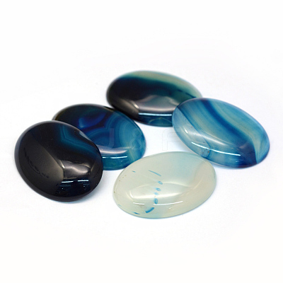 Oval Dyed Natural Striped Agate/Banded Agate Cabochons G-R349-30x40-11-1