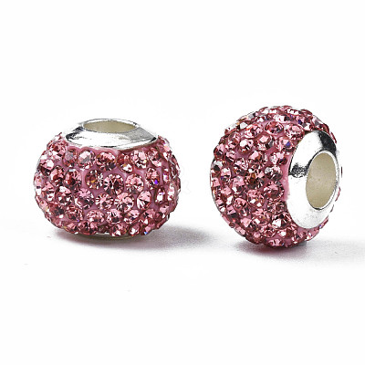 Handmade Polymer Clay Rhinestone European Beads RB-N053-001-01-1