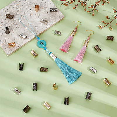 200Pcs 4 Colors Iron Folding Crimp Ends IFIN-PH0002-42-1
