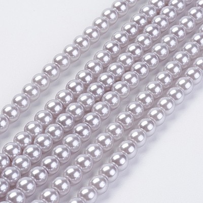Eco-Friendly Dyed Glass Pearl Beads Strands HY-A008-6mm-RB004-1