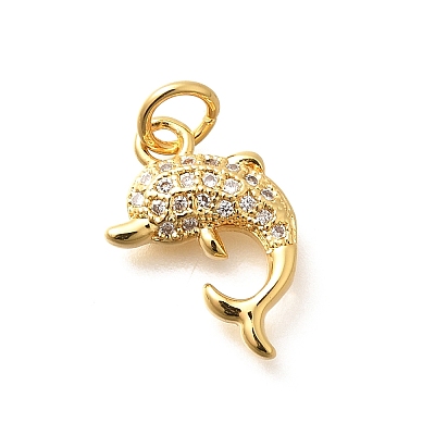 Brass Micro Pave Clear Cubic Zirconia Pendants KK-Q040-03C-G-1