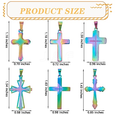 6Pcs 6 Style Ion Plating(IP) 304 Stainless Steel Pendants STAS-SZ0002-04-1