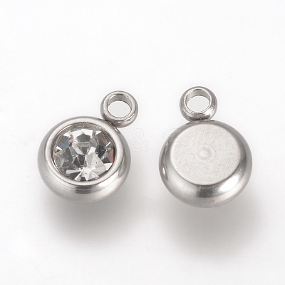 201 Stainless Steel Rhinestone Charms STAS-S068-04-1