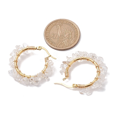 Natural Quartz Crystal Hoop Earring EJEW-JE05709-03-1