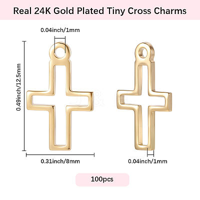 100Pcs Brass Tiny Cross Charms KK-BBC0024-59G-1