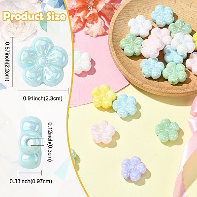 20Pcs UV Plating Opaque Acrylic Beads PACR-YW0001-46-1