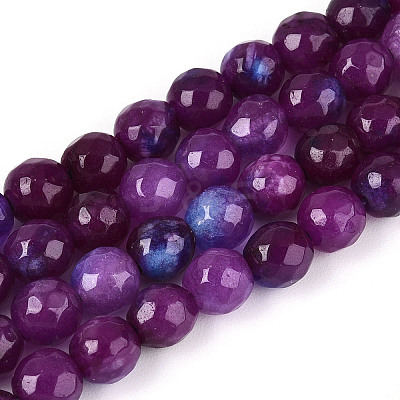 Dyed Natural White Jade Beads Strands X-G-T139-6mm-60-15-1