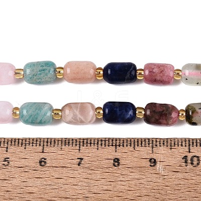 Natural Sodalite & Rhodonite & Prehnite & Amethyst & Rose Quartz & Flower Amazonite & Sunstone Beads Strands G-Q614-02A-02-1