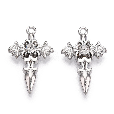 Alloy with Rhinestone Pendants X-PALLOY-N176-12P-NR-1
