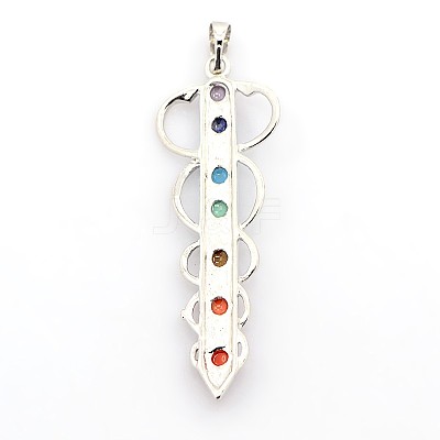 Natural & Synthetic Mixed Stone Chakras Big Pendants X-G-I114-03-1