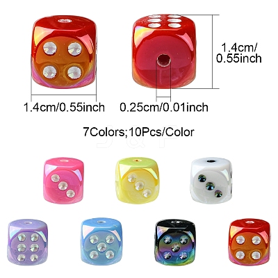 10Pcs UV Plating Rainbow Iridescent Acrylic Enamel Beads SACR-FS0001-32-1