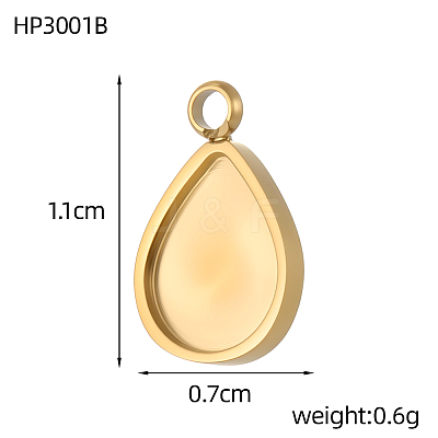 304 Stainless Steel Pendant Cabochon Settings STAS-OY008-79G-1