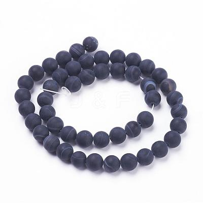 Natural Black Striped Agate/Banded Agate Beads Strands G-F520-50-8mm-1
