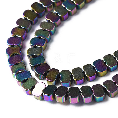 Electroplate Rainbow Color Non-magnetic Synthetic Hematite Beads Strands G-N337-03-1