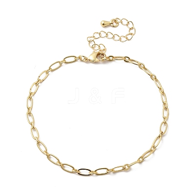 Brass Link Cable Chain Bracelet for Women BJEW-A065-02G-1